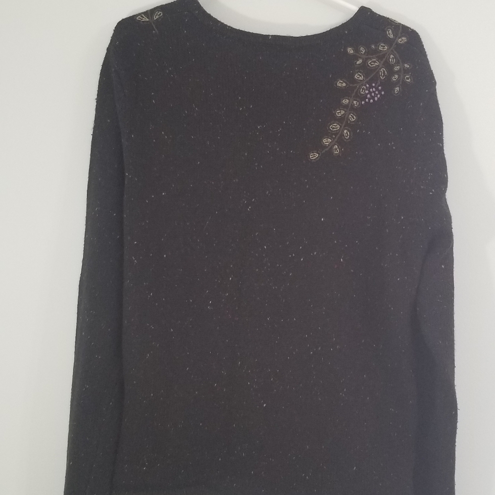 Croft & Barrow Full Zip Heavy Weight Cardigan Sweater. Vine Embroidery. Size L. - Picture 7 of 8